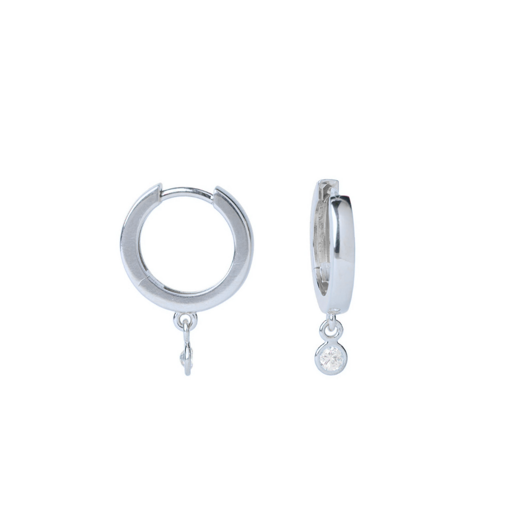Diamond Bezel Drop Hoop Earrings – Henri Noël