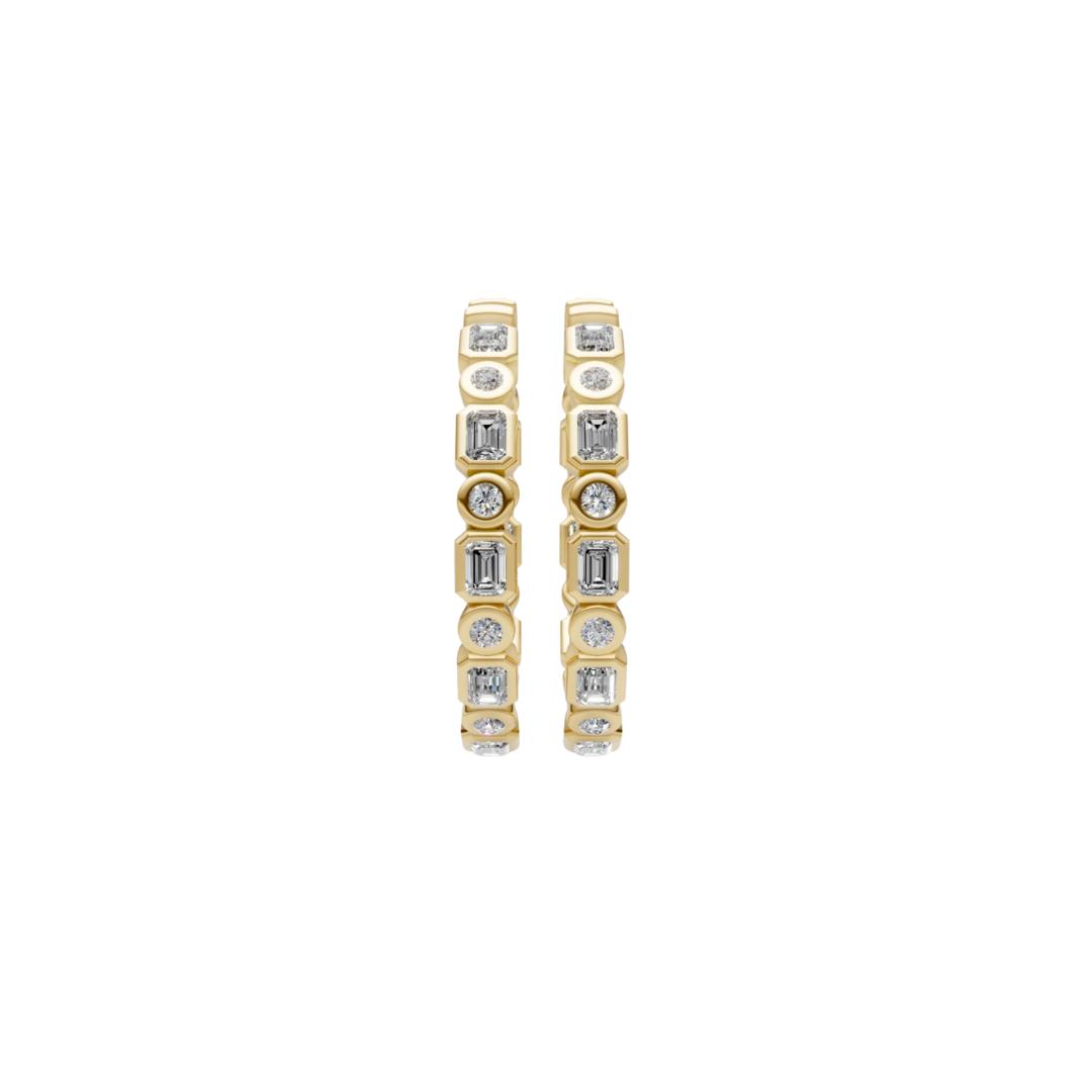 Diamond  Bezel Hoops – Henri Noël