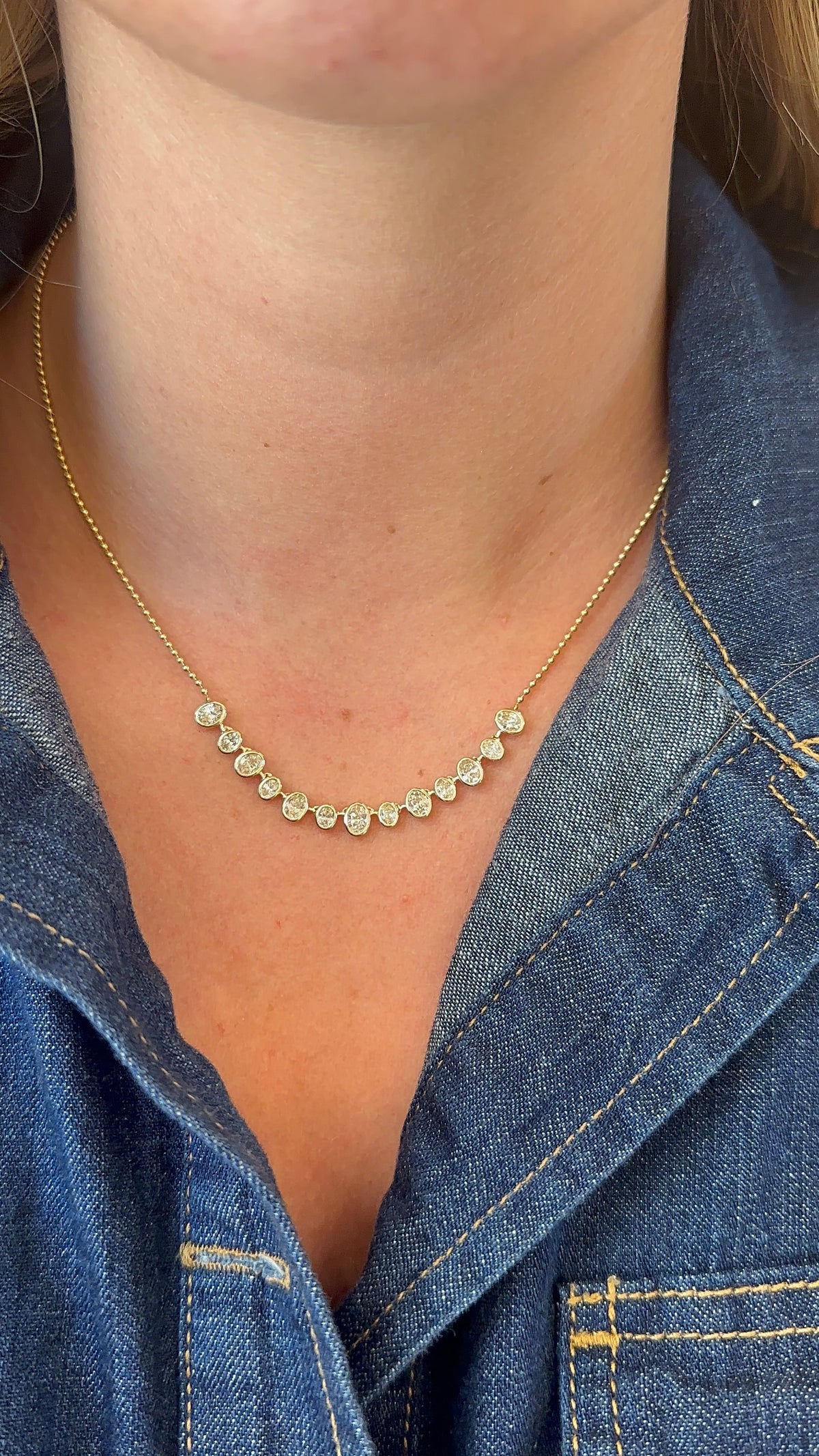 Diamond Bezel Oval Necklace – Henri Noël