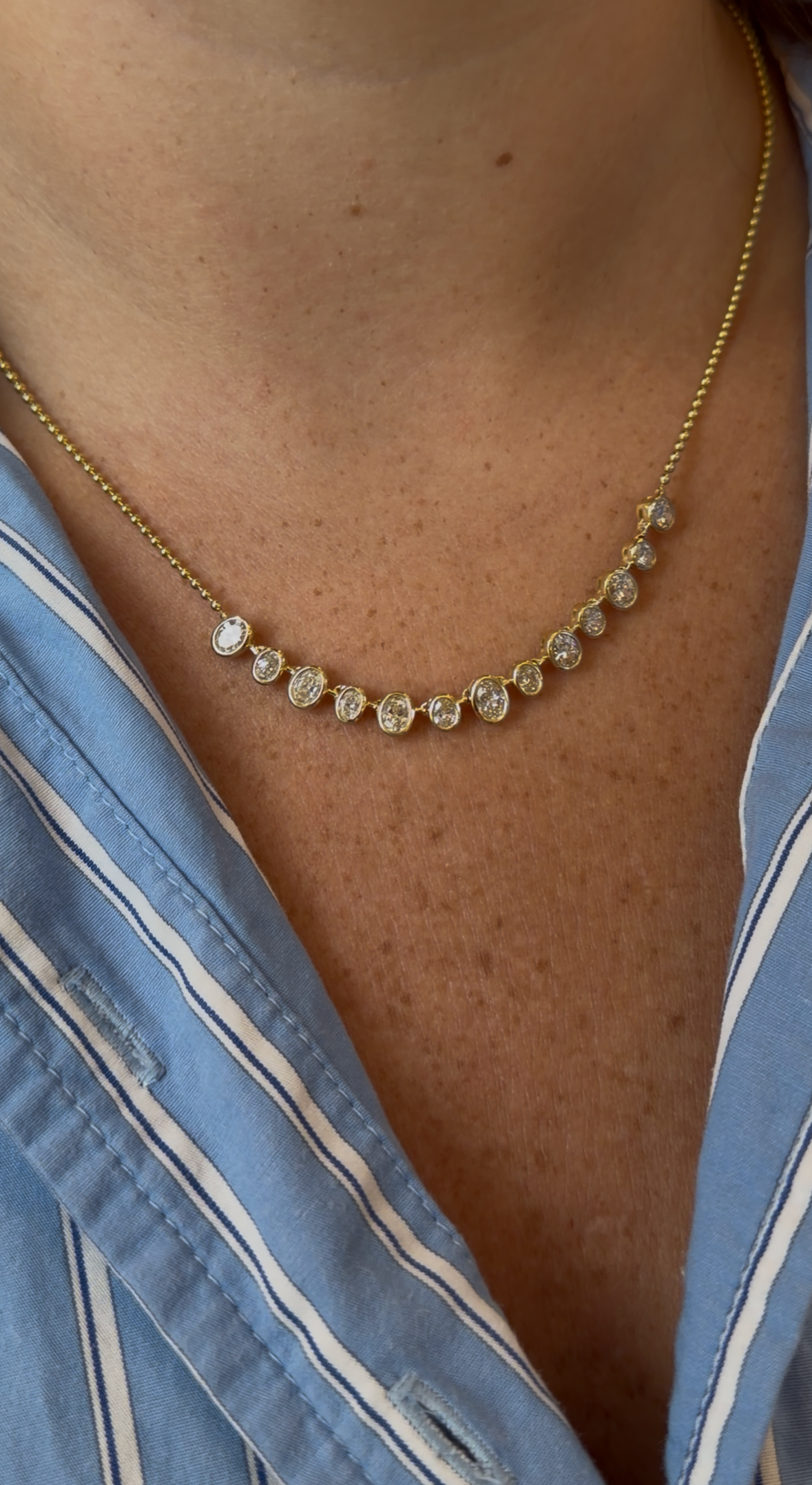 Diamond Bezel Oval Necklace – Henri Noël