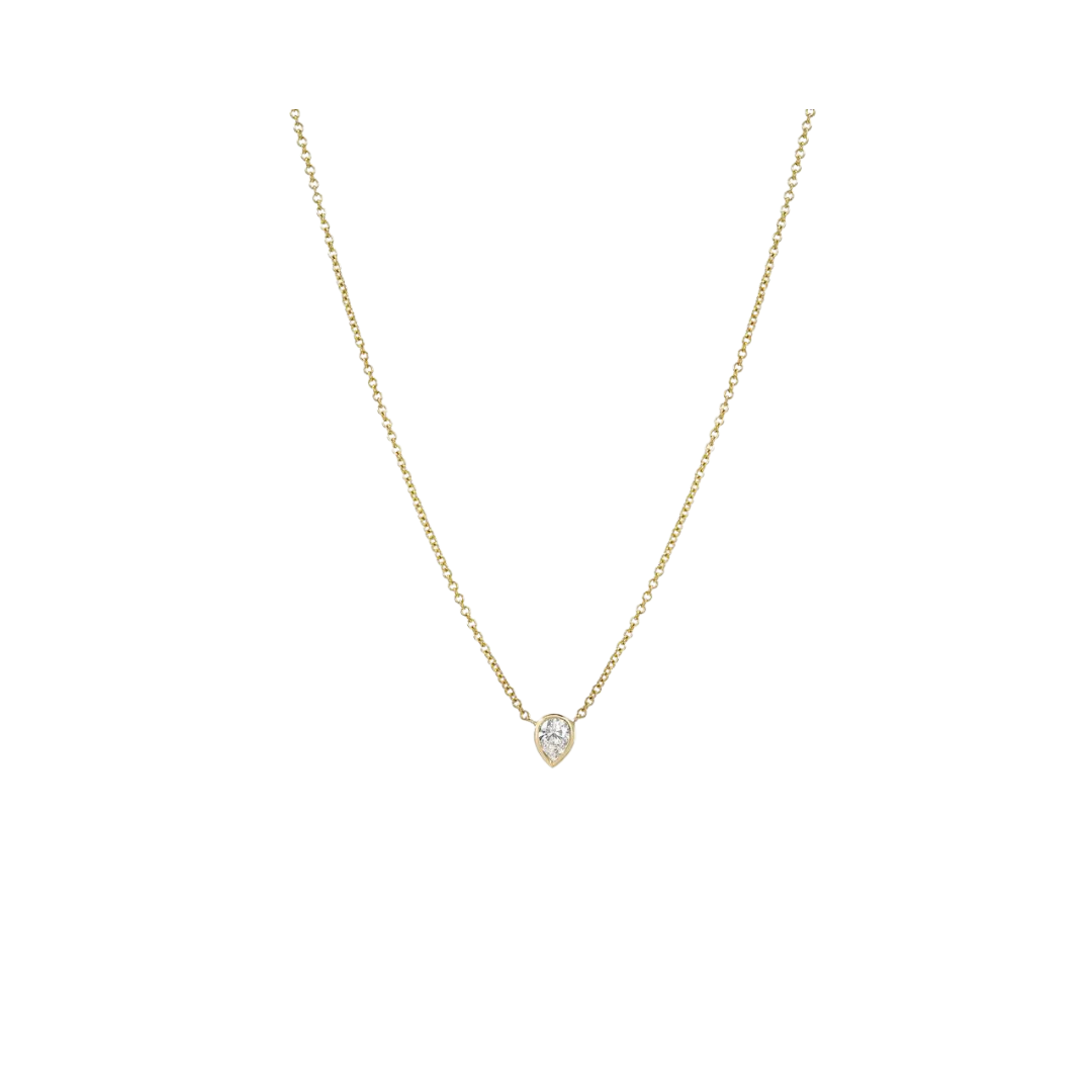 Diamond Bezel Pear Necklace – Henri Noël