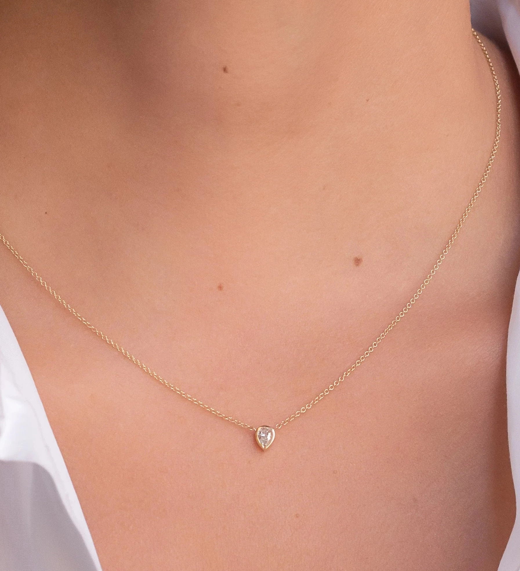Diamond Bezel Pear Necklace – Henri Noël