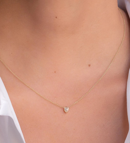 Diamond Bezel Pear Necklace – Henri Noël