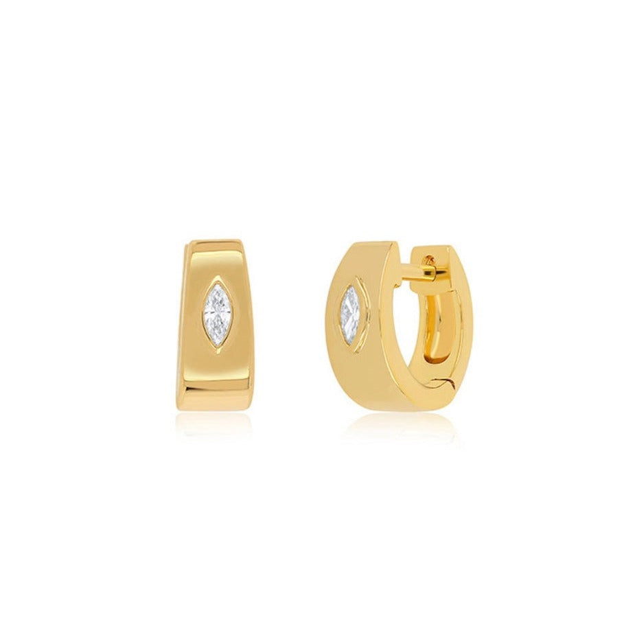 Diamond Bezel Thick Huggies – Henri Noël