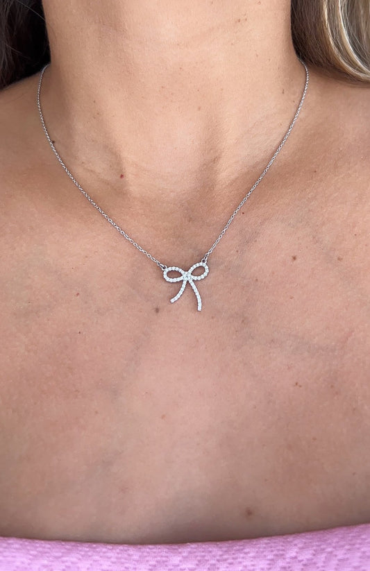 Diamond Bow Necklace – Henri Noël