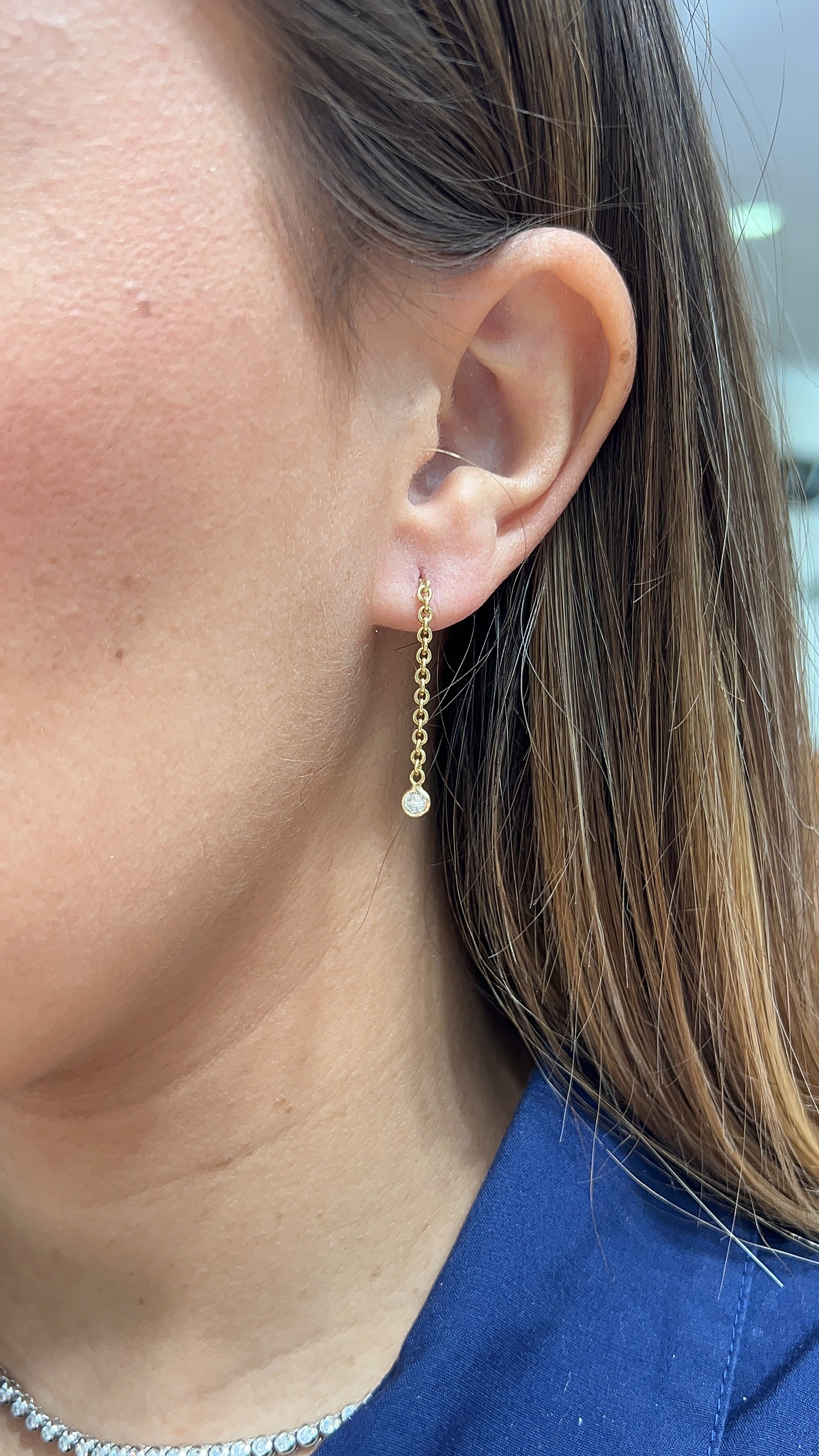Diamond Chain Drop Earrings – Henri Noël