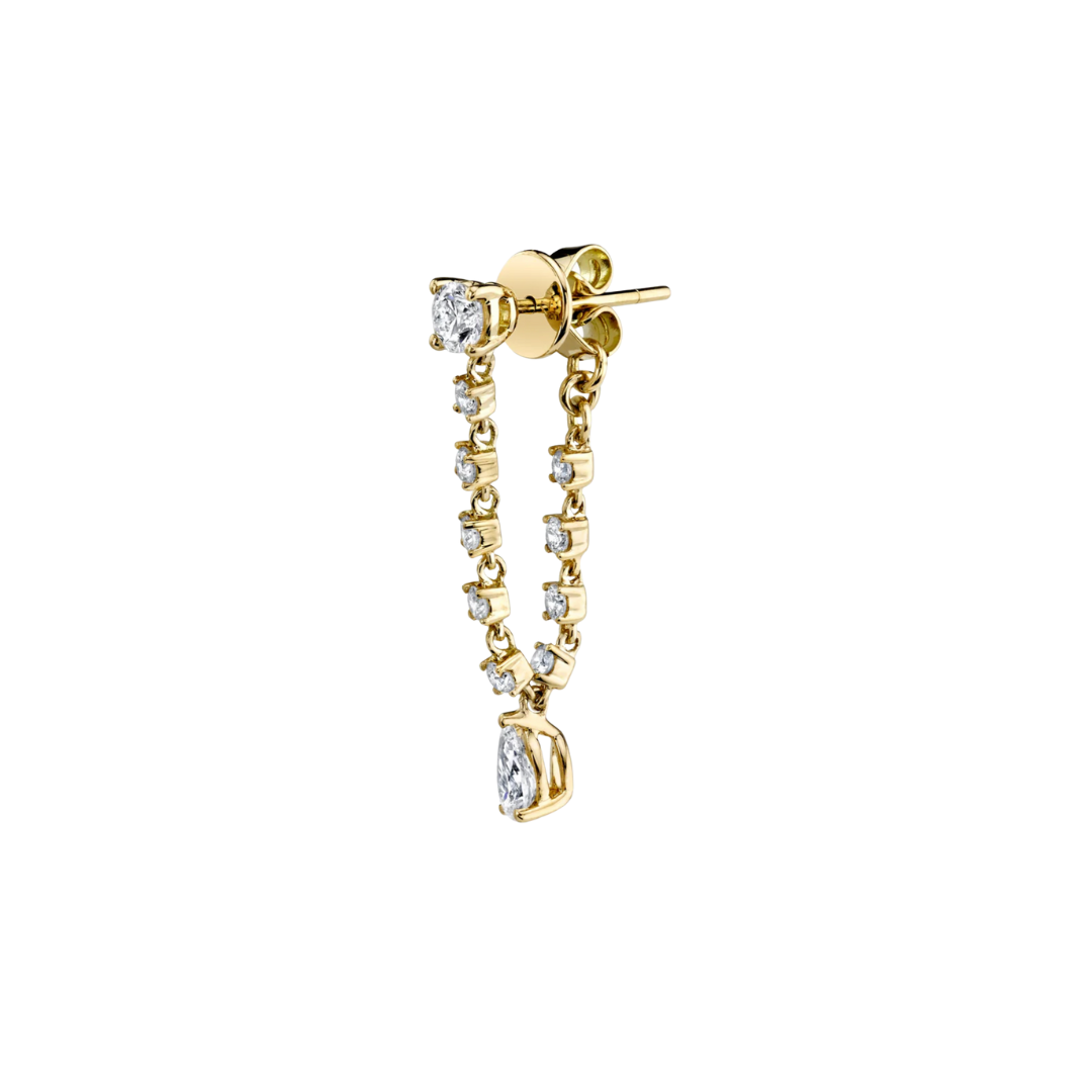 Diamond Chain Pear Drop Earrings – Henri Noël