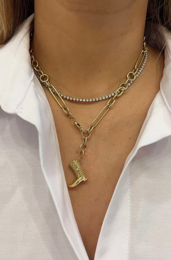 Diamond Cowgirl Boot Necklace – Henri Noël