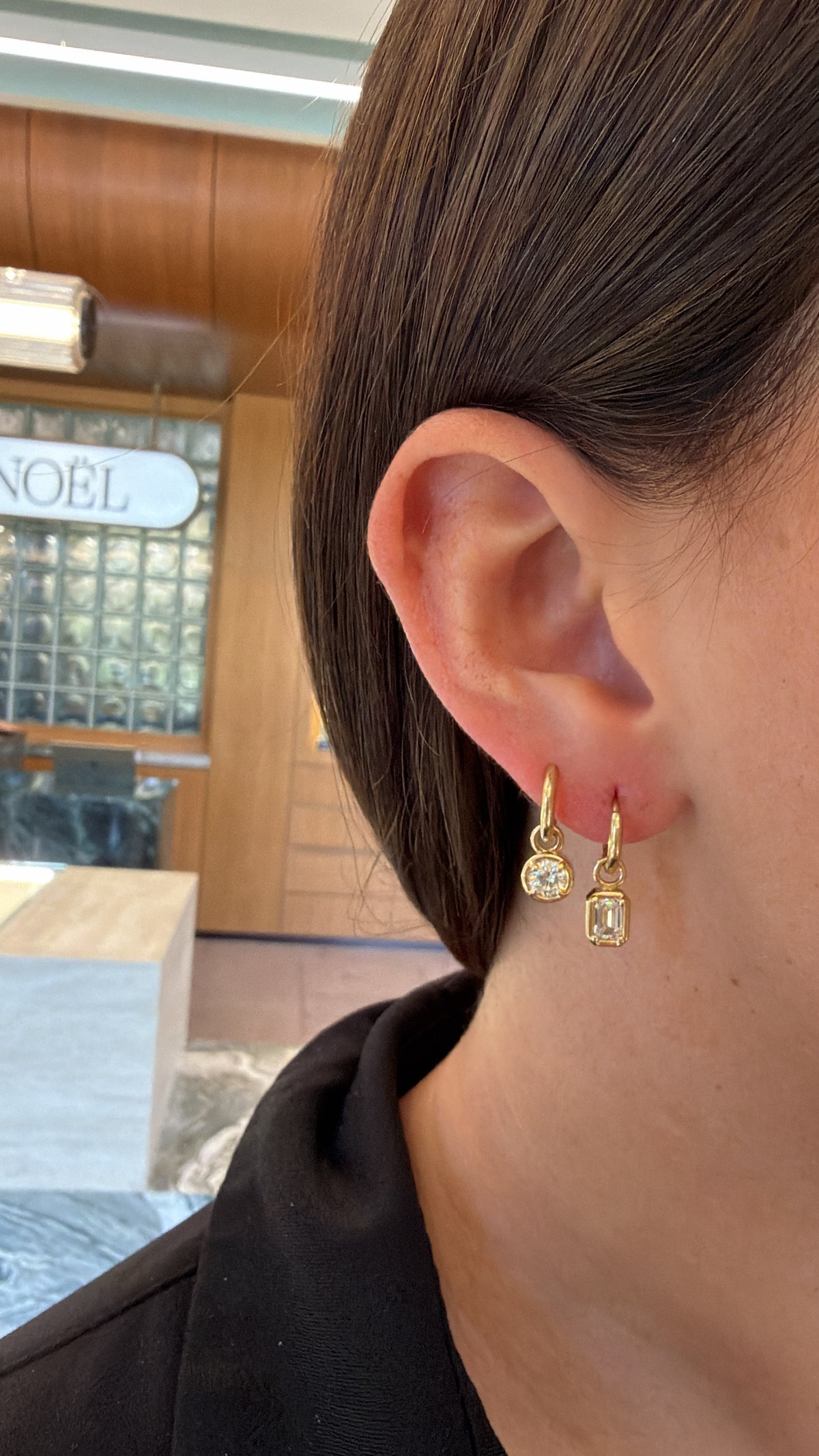 Diamond Drop Huggie Hoop Earrings – Henri Noël