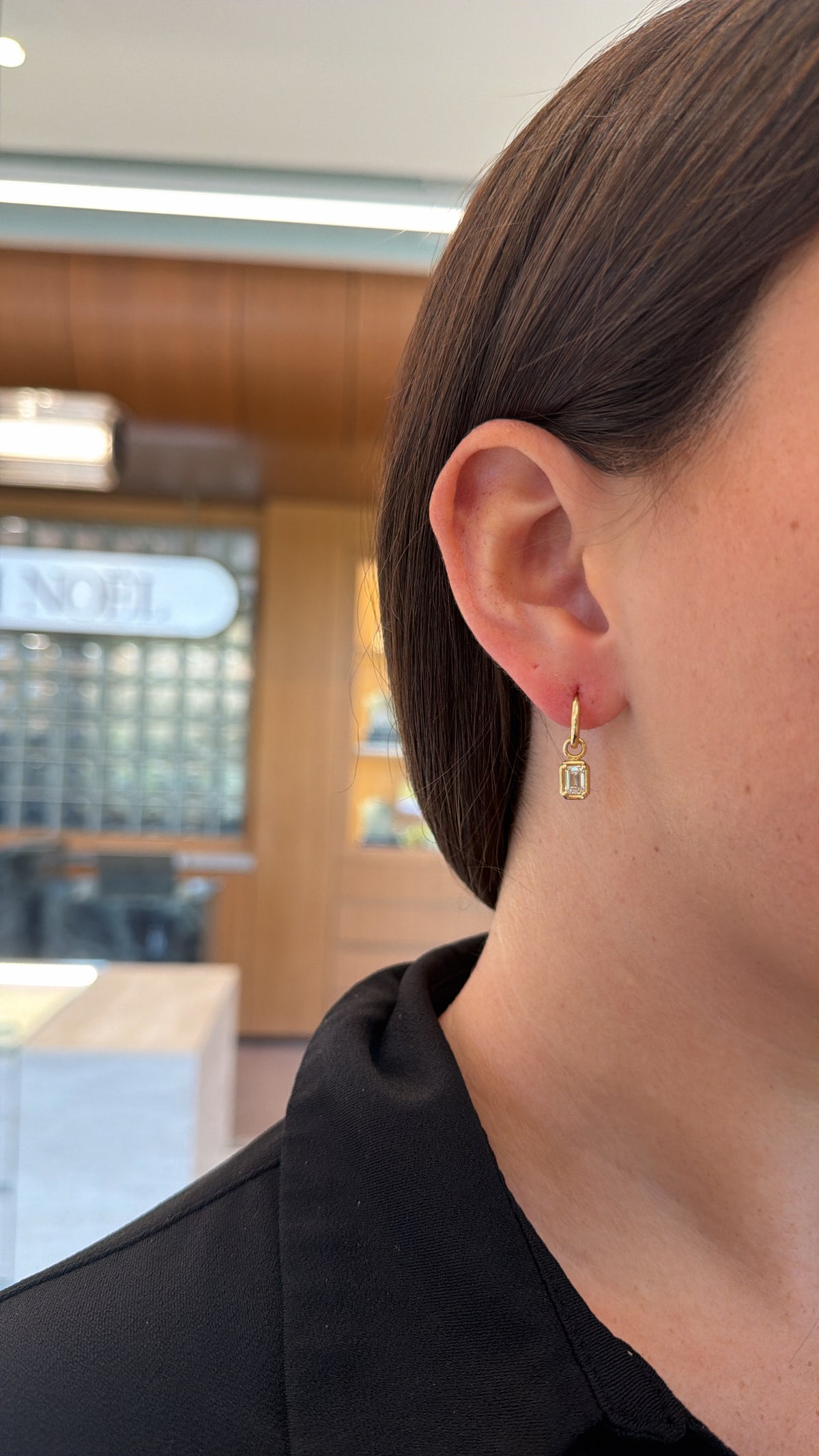 Diamond Drop Huggie Hoop Earrings – Henri Noël