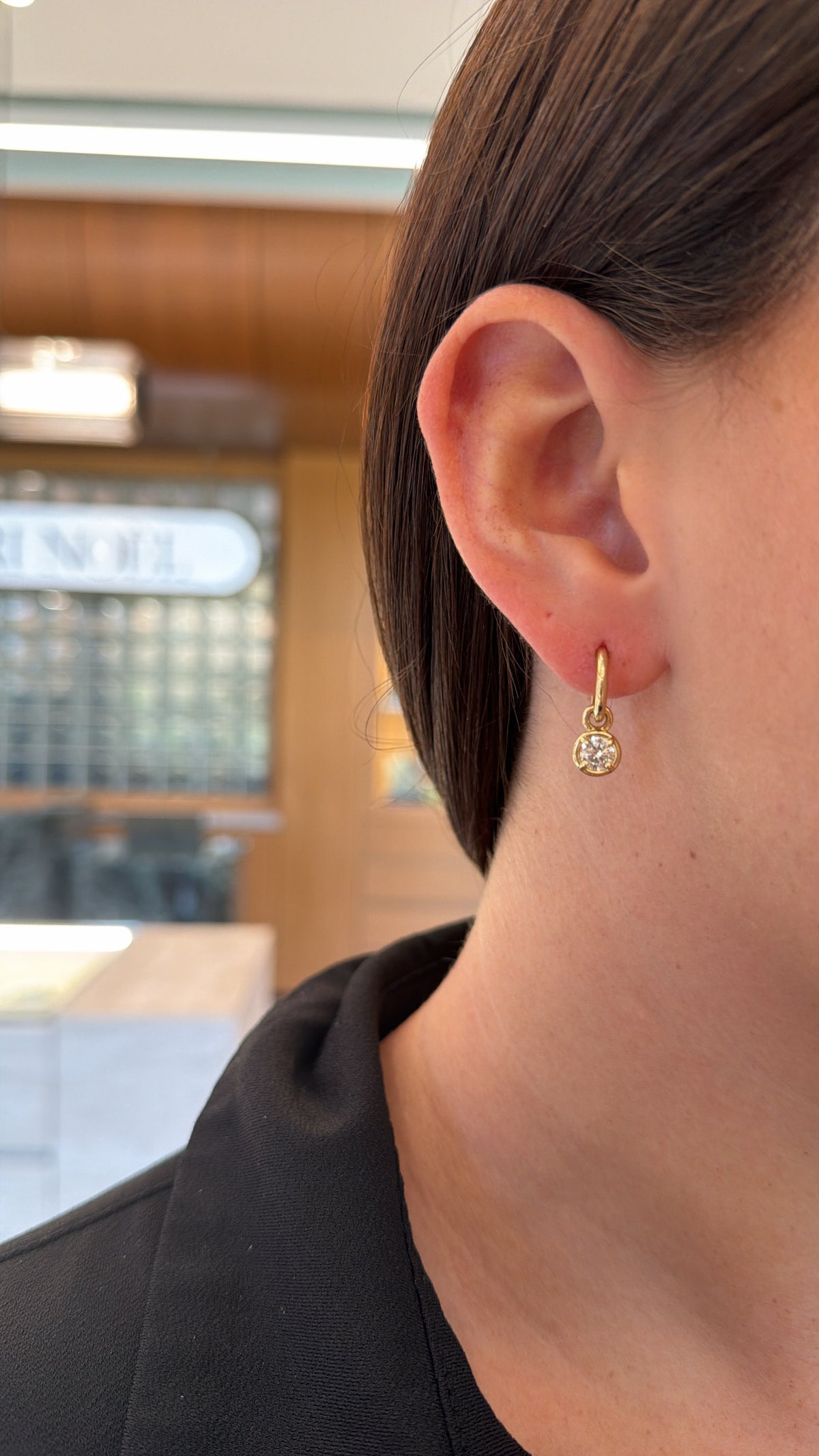 Diamond Drop Huggie Hoop Earrings – Henri Noël