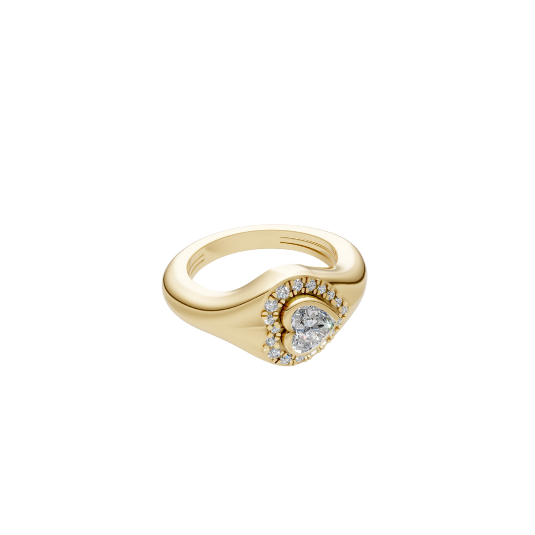 Diamond Halo Bezel Signet Pinky Rings – Henri Noël
