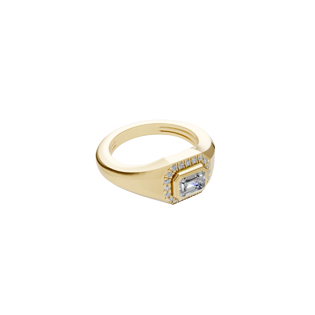 Diamond Halo Bezel Signet Pinky Rings – Henri Noël