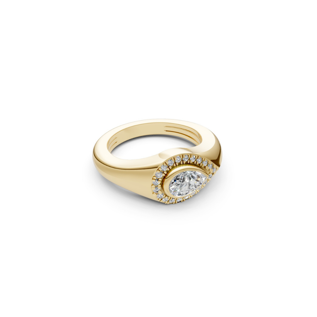 Diamond Halo Bezel Signet Pinky Rings – Henri Noël