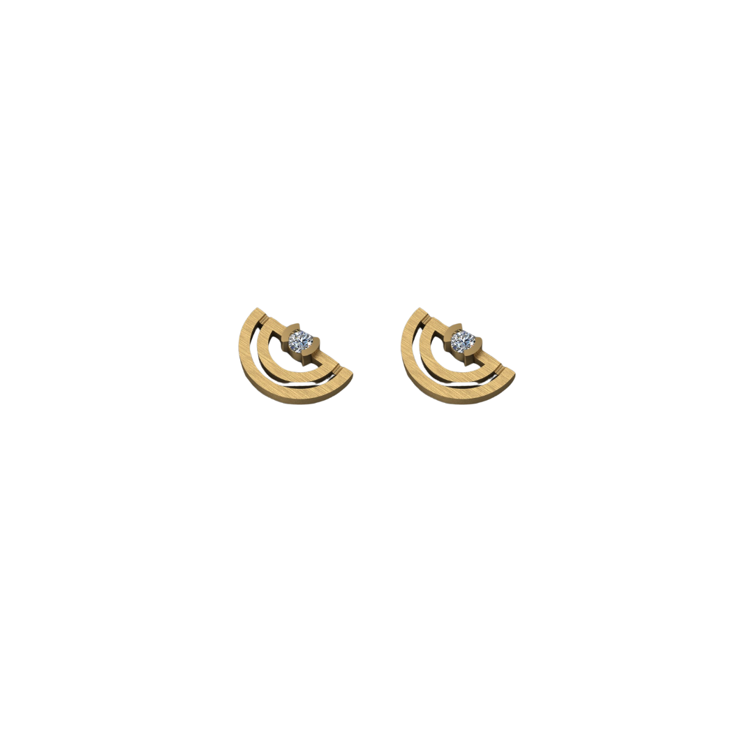 Diamond Hammered Half Moon Studs – Henri Noël