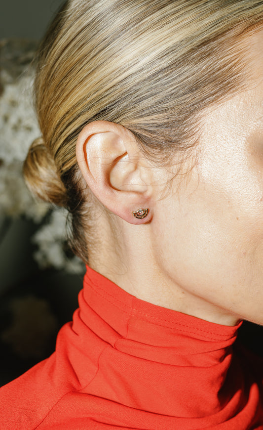 Diamond Hammered Half Moon Studs – Henri Noël