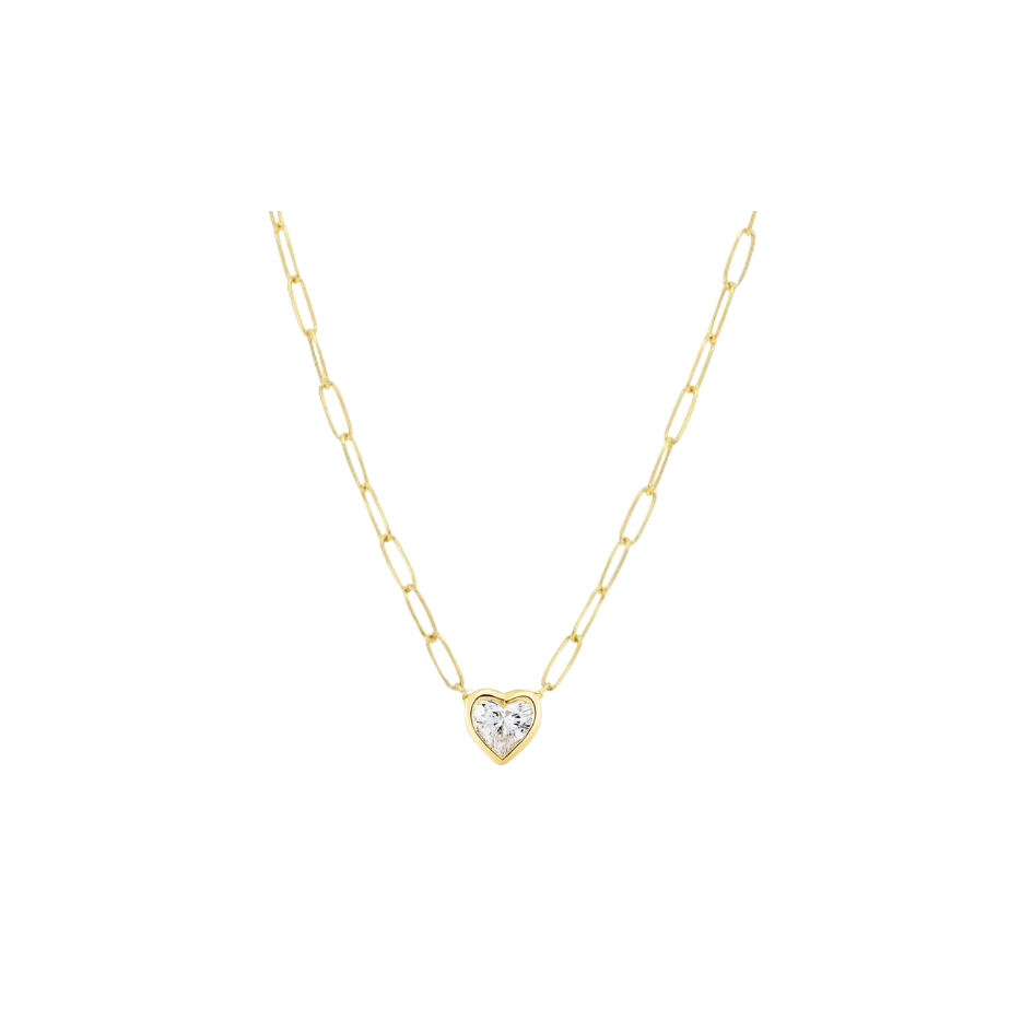 Diamond Heart Paperclip Necklace – Henri Noël