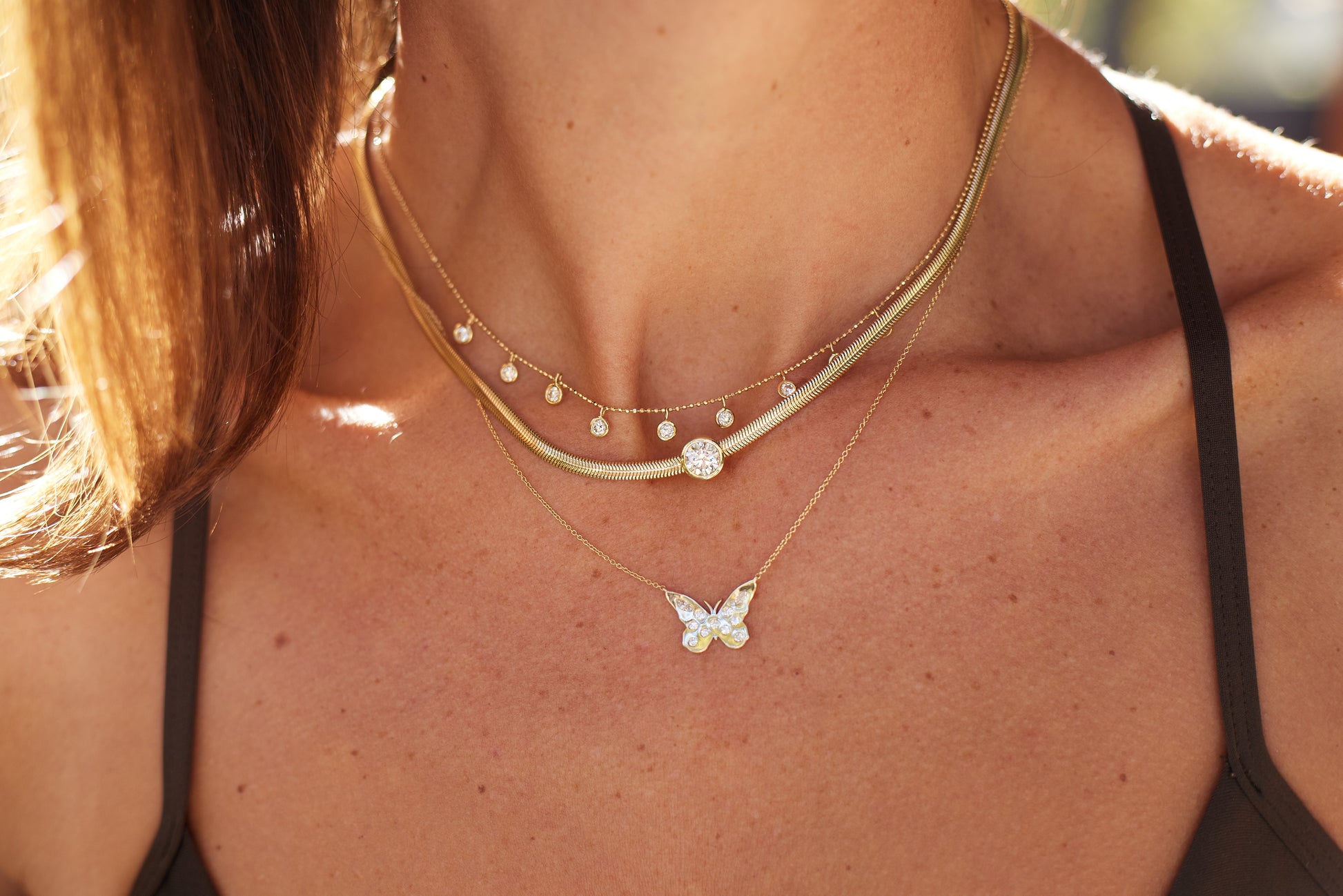 Diamond Herringbone Necklace – Henri Noël