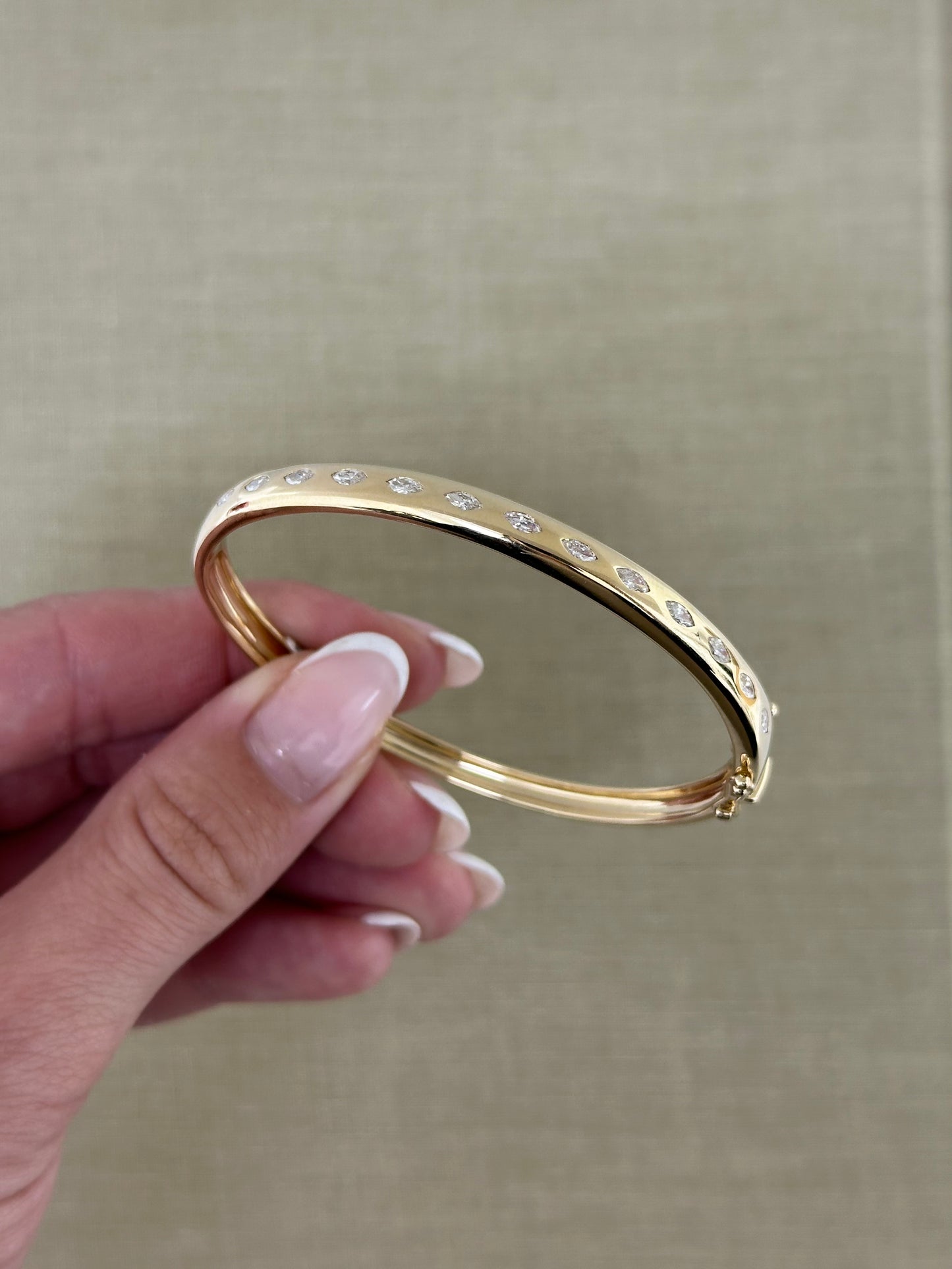 Diamond Marquise Inlay Bangle – Henri Noël
