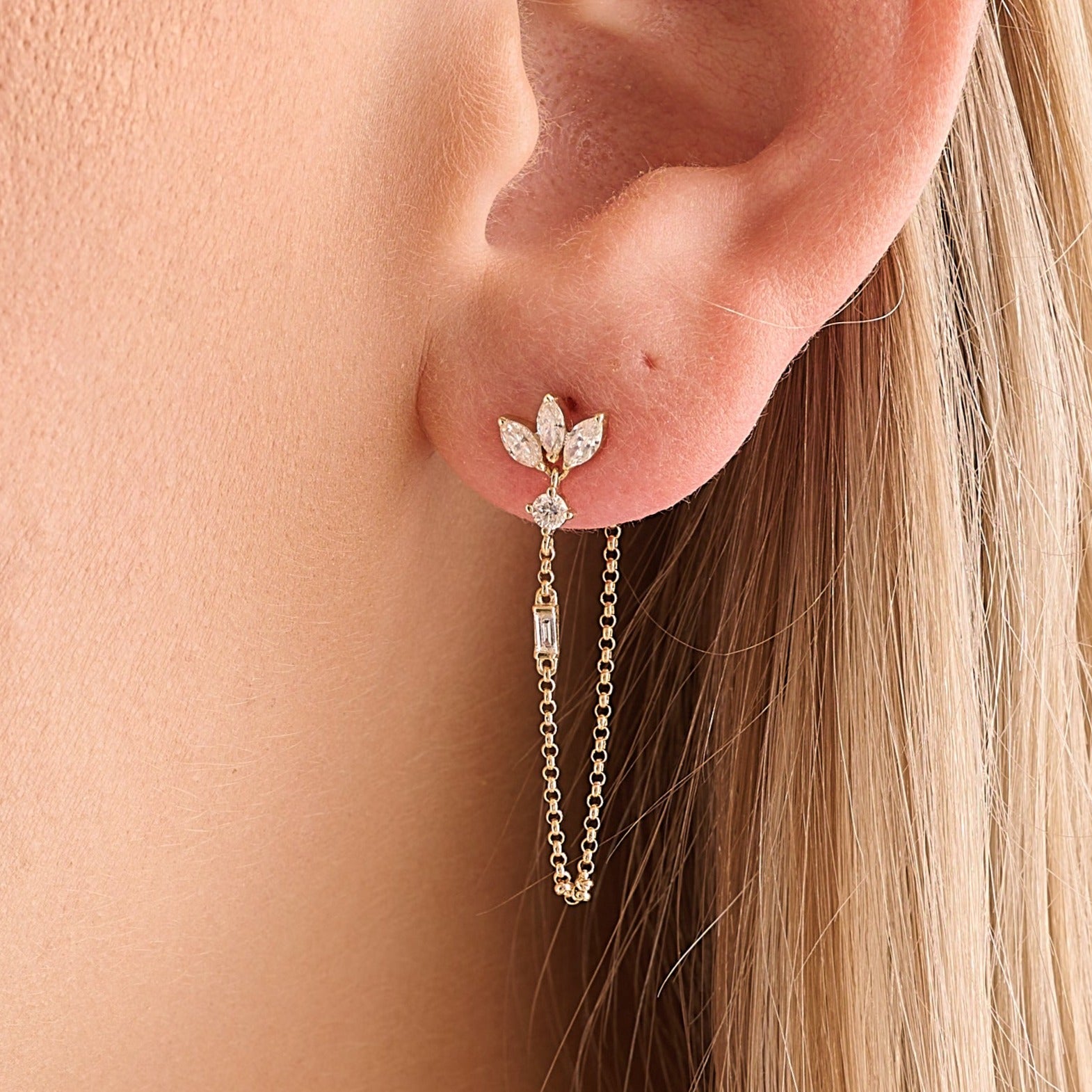 Diamond Marquise Lotus Earrings – Henri Noël