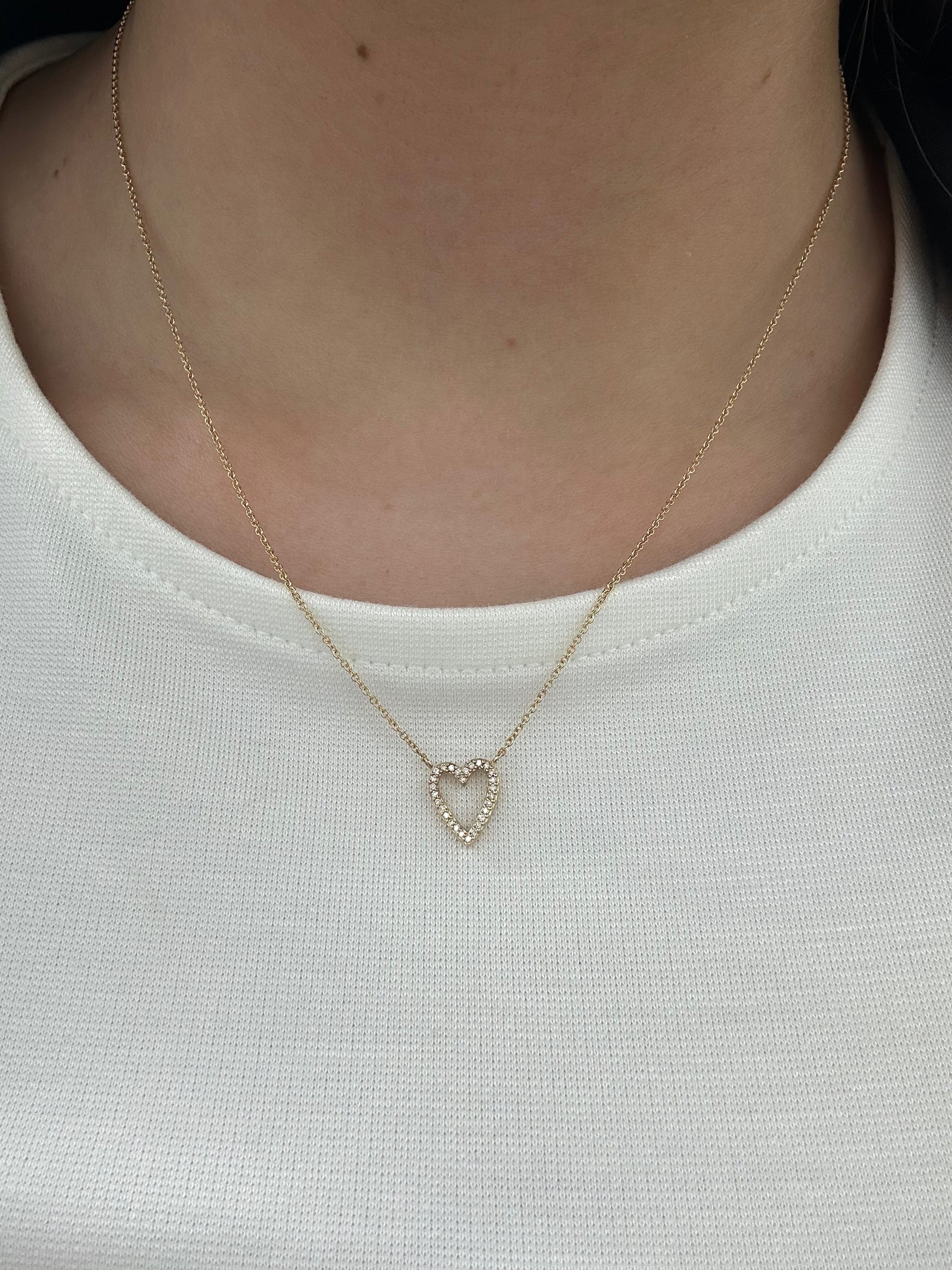 Diamond Pave Open Heart Necklace – Henri Noël