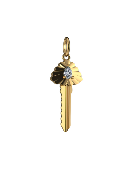 Diamond Pear Scalloped Key Pendant – Henri Noël