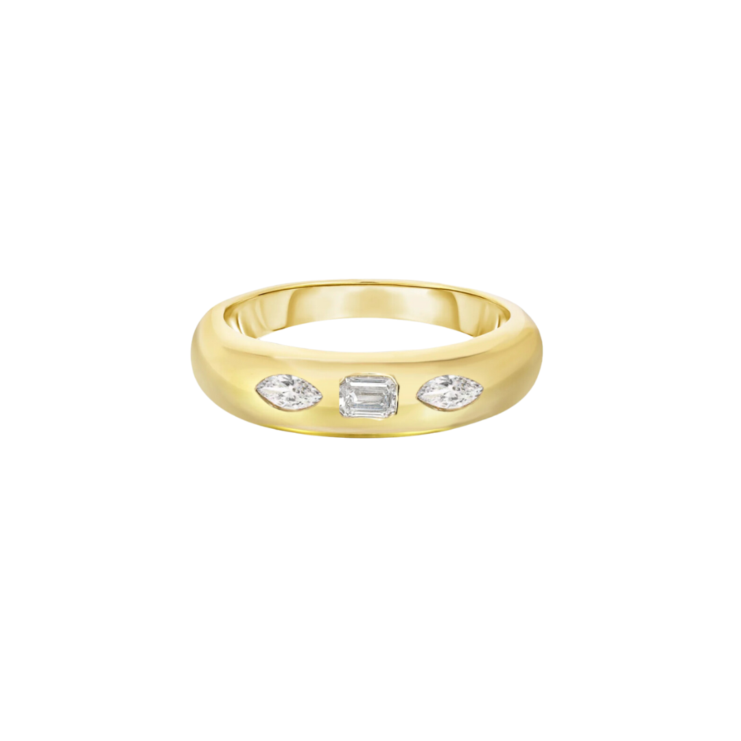Diamond Three Stone Flush Set Ring – Henri Noël