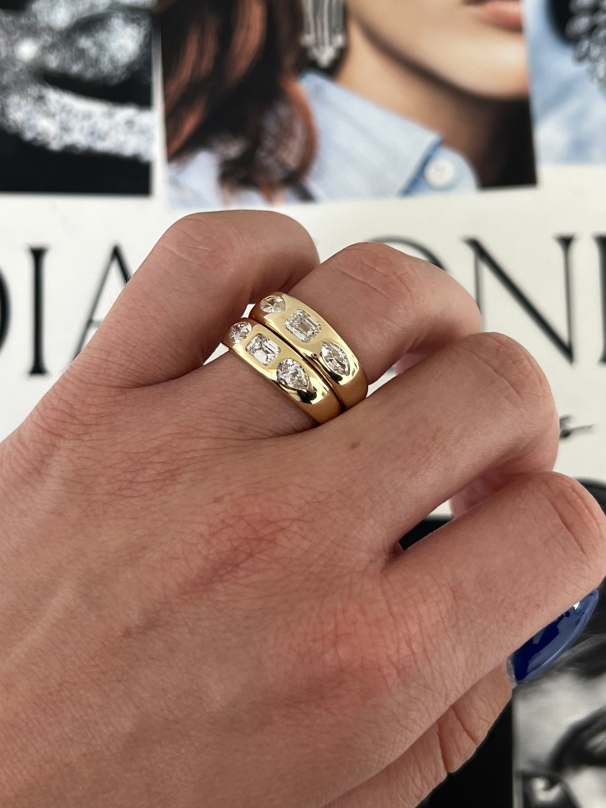 Diamond Three Stone Flush Set Ring – Henri Noël