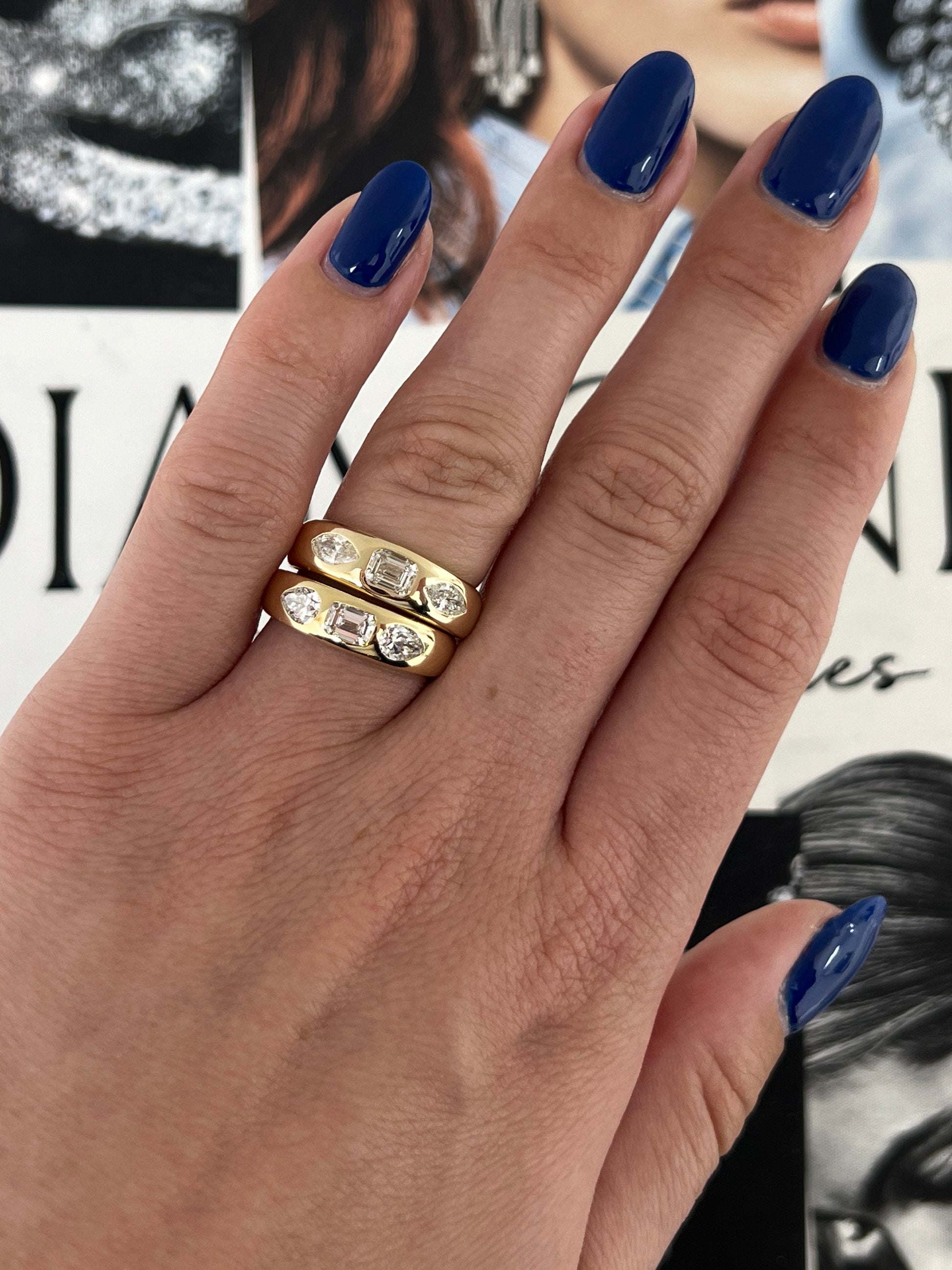 Diamond Three Stone Flush Set Ring – Henri Noël