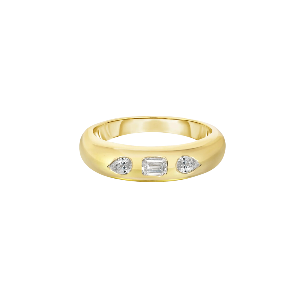 Diamond Three Stone Flush Set Ring – Henri Noël
