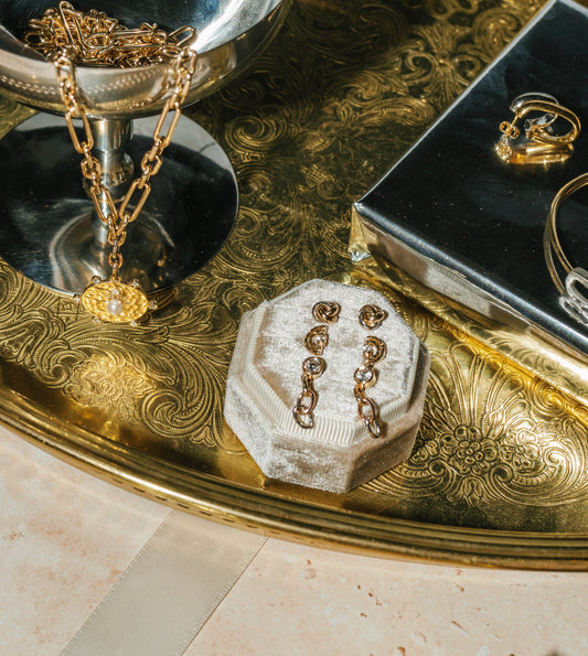 Diamond Tri Color Chain Drop Studs – Henri Noël