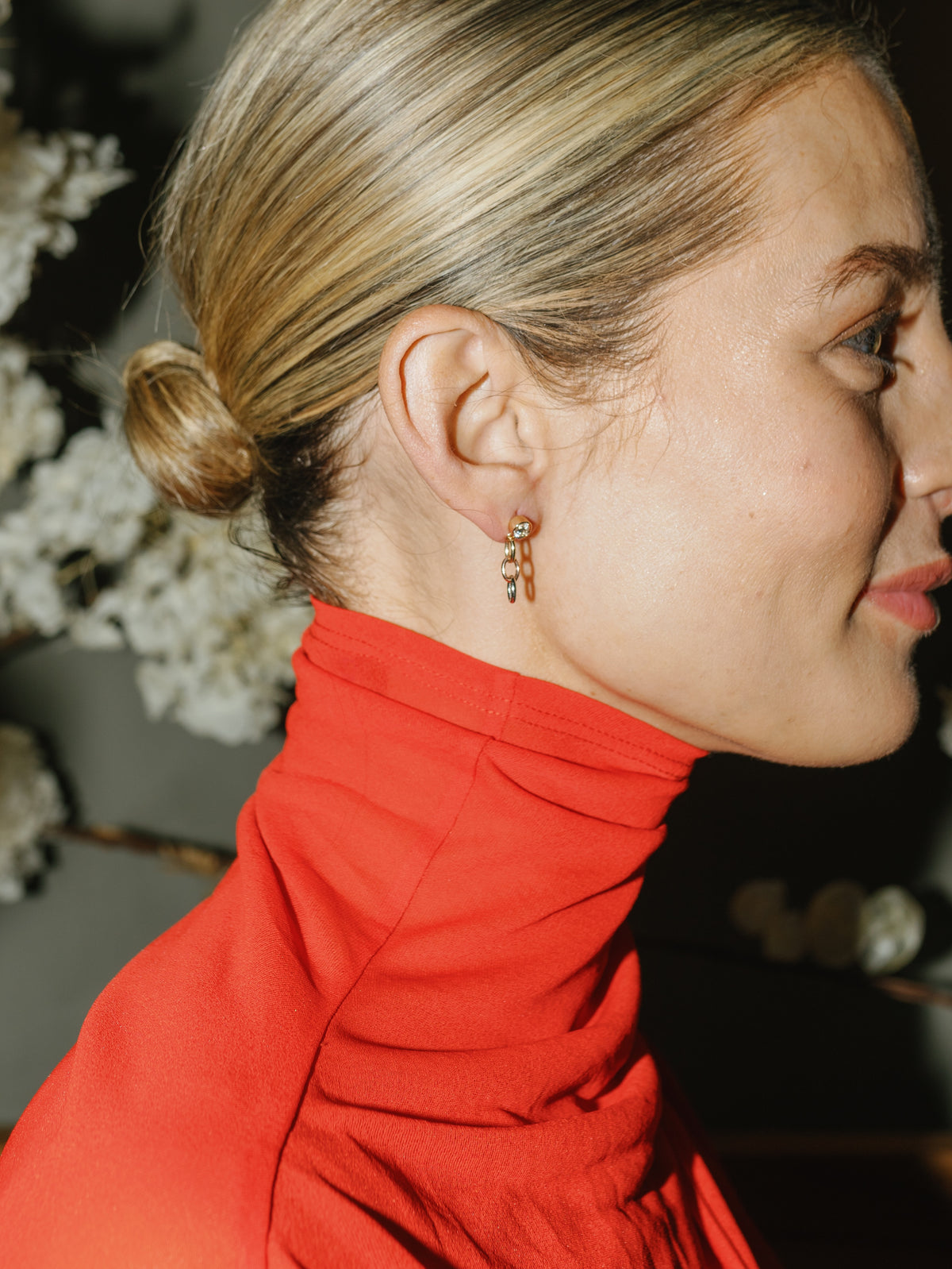 Diamond Tri Color Chain Drop Studs – Henri Noël