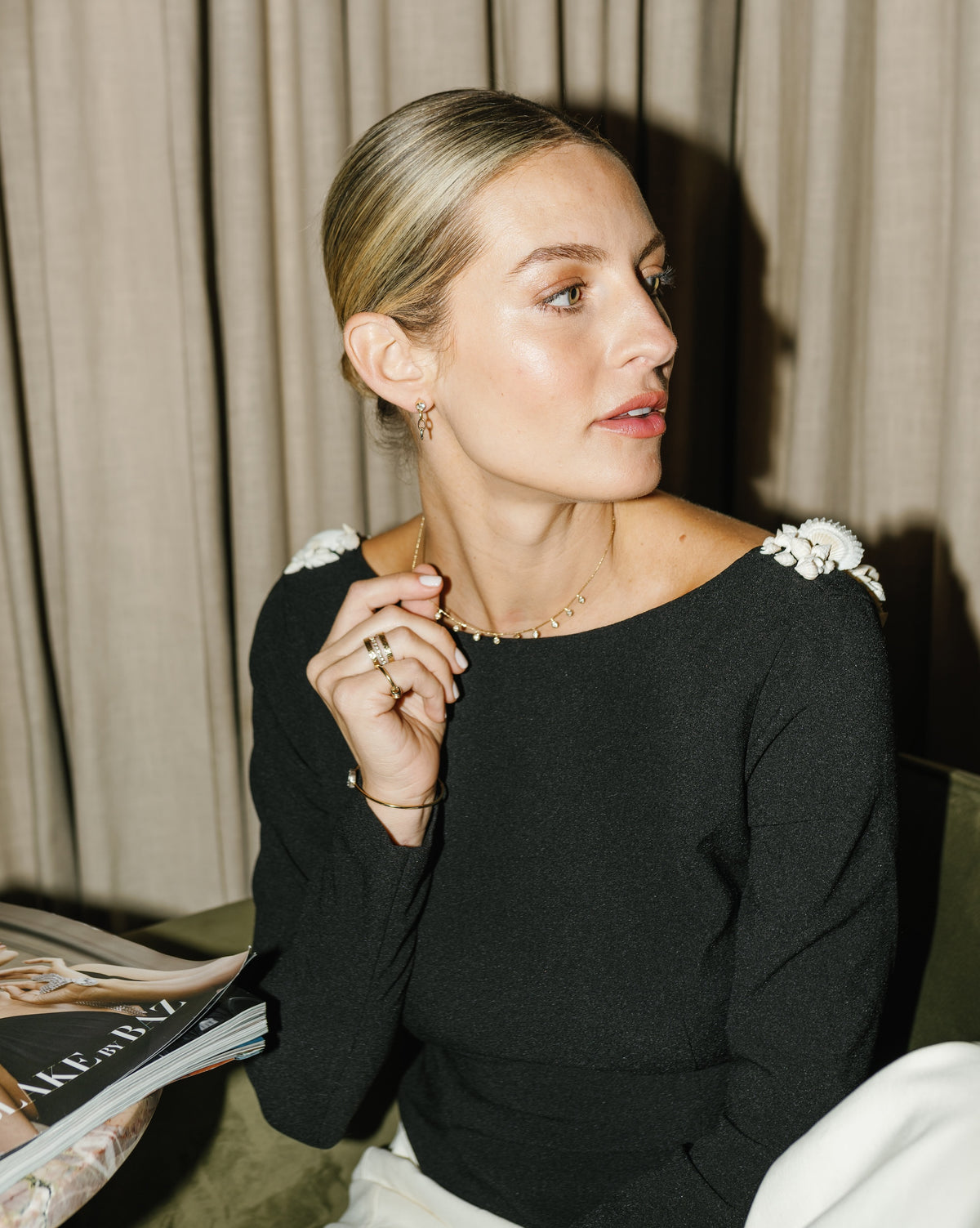 Diamond Tri Color Chain Drop Studs – Henri Noël