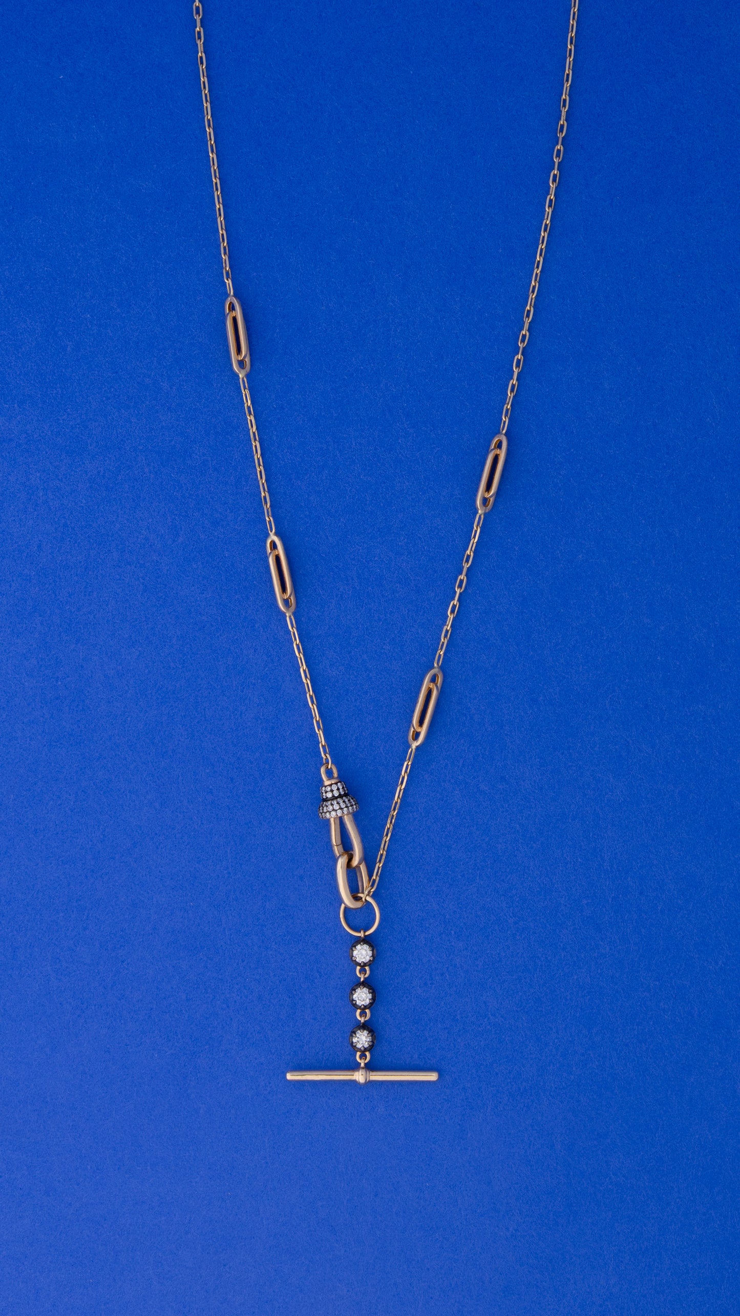 Diamond and Black Rhodium T-Bar Necklace