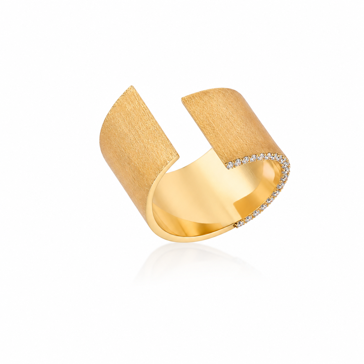 Diamond and Brushed Gold Ring – Henri Noël