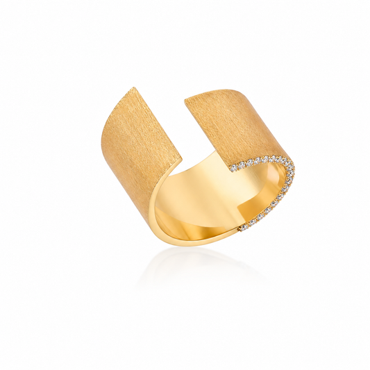 Diamond and Brushed Gold Ring – Henri Noël