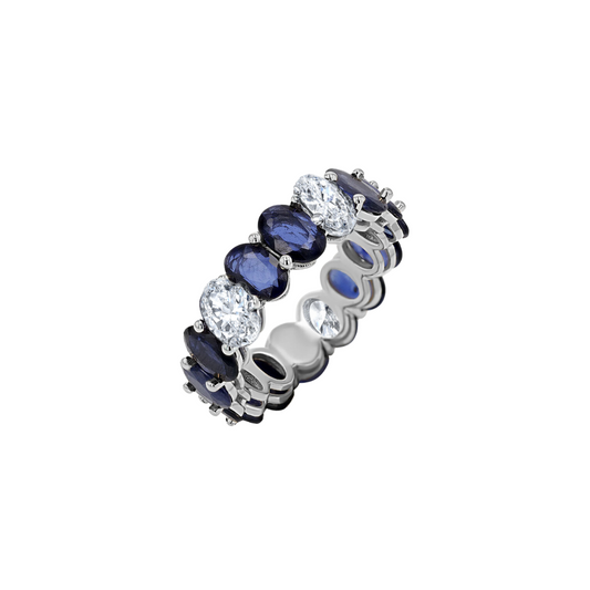 Diamond and Sapphire Oval Eternity Ring – Henri Noël