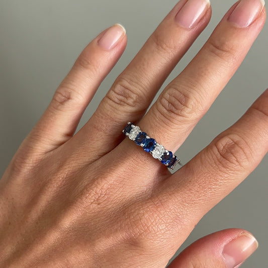 Diamond and Sapphire Oval Eternity Ring – Henri Noël