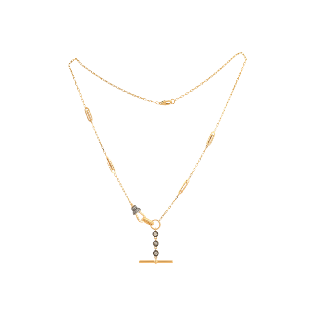 Diamond and Black Rhodium T-Bar Necklace – Henri Noël