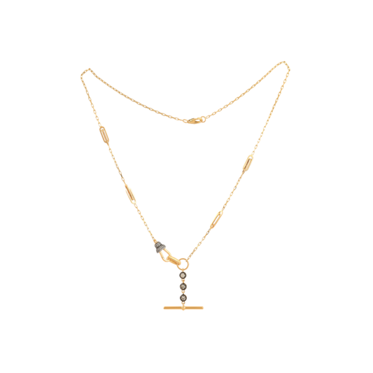 Diamond and Black Rhodium T-Bar Necklace – Henri Noël