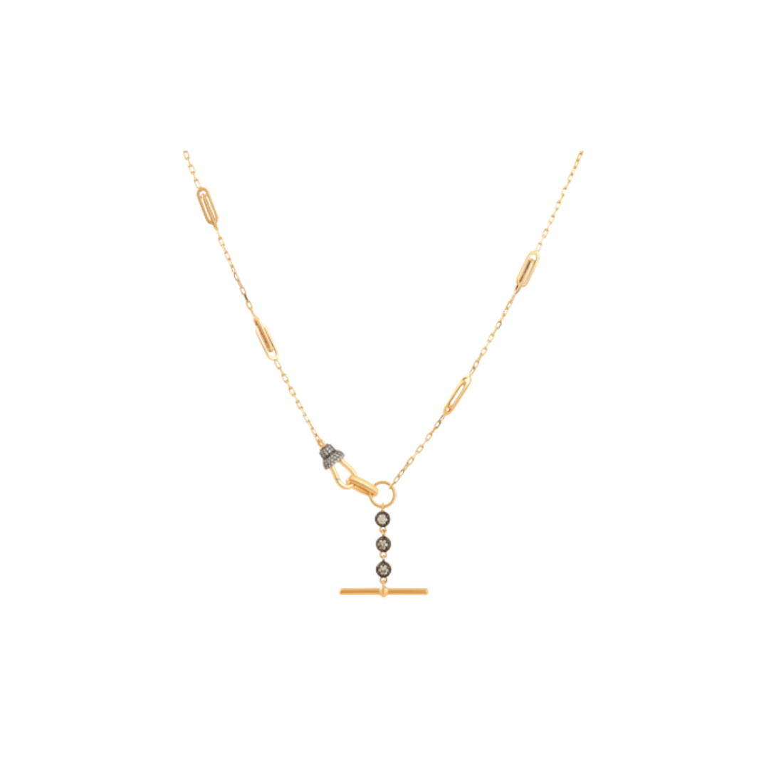 Diamond and Black Rhodium T-Bar Necklace – Henri Noël
