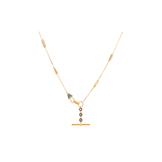Diamond and Black Rhodium T-Bar Necklace – Henri Noël