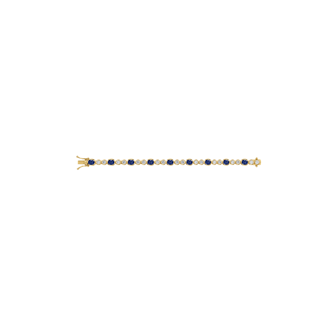 Oval Diamond and Blue Sapphire Tennis Bracelet – Henri Noël