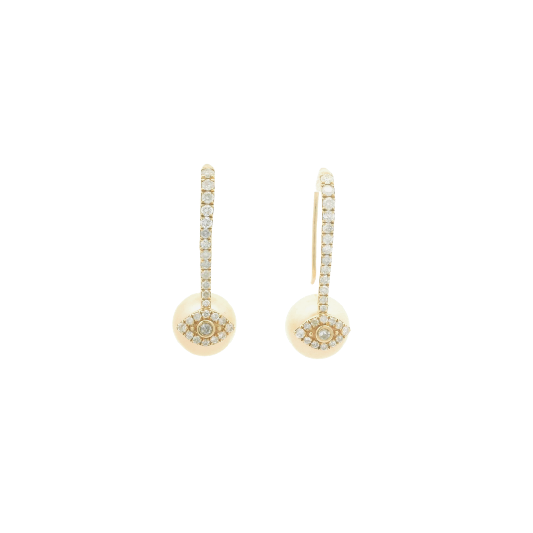 Diamond and Pearl Evil Eye Drop Earrings – Henri Noël