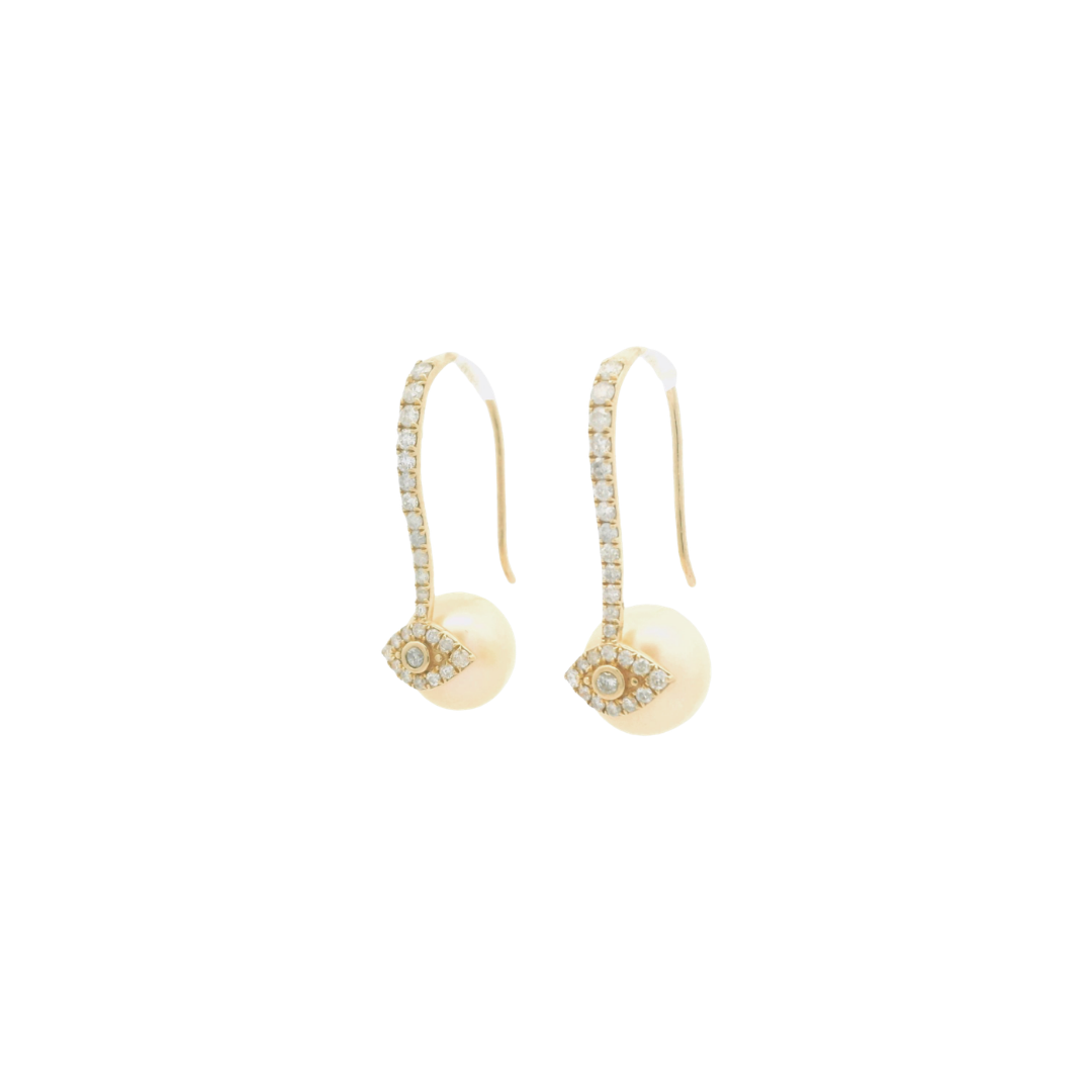 Diamond and Pearl Evil Eye Drop Earrings – Henri Noël
