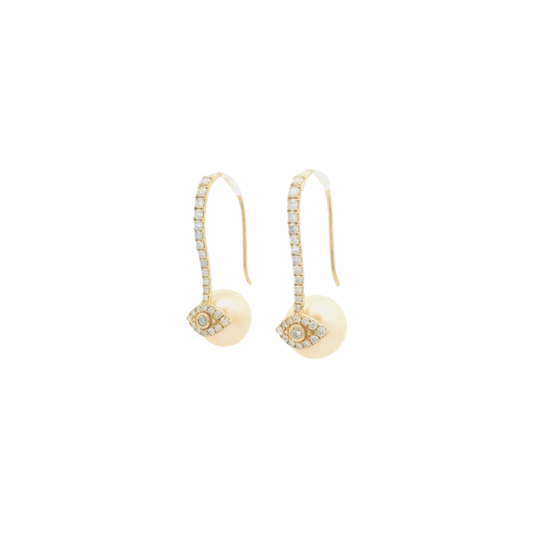 Diamond and Pearl Evil Eye Drop Earrings – Henri Noël