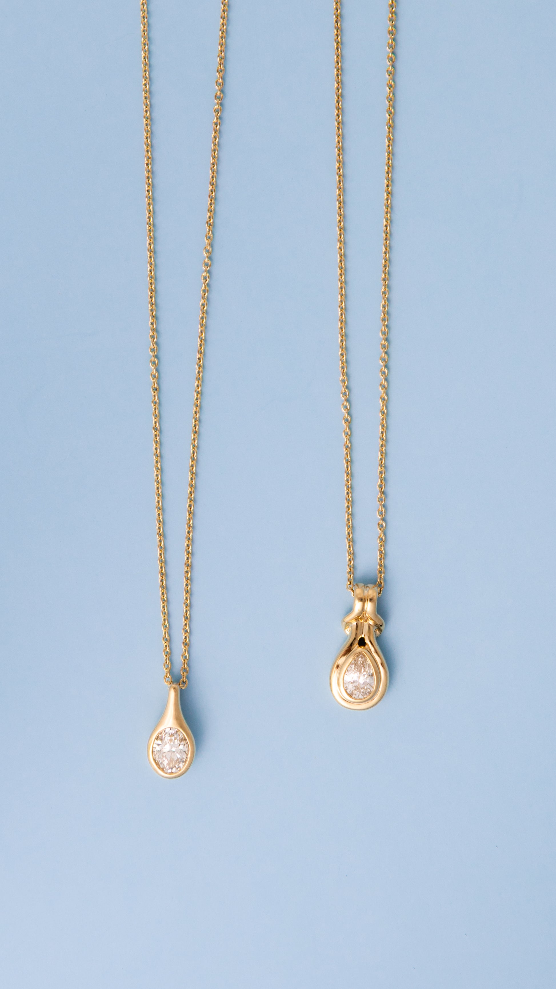 Double Bezel Pear Diamond Pendant Necklace – Henri Noël