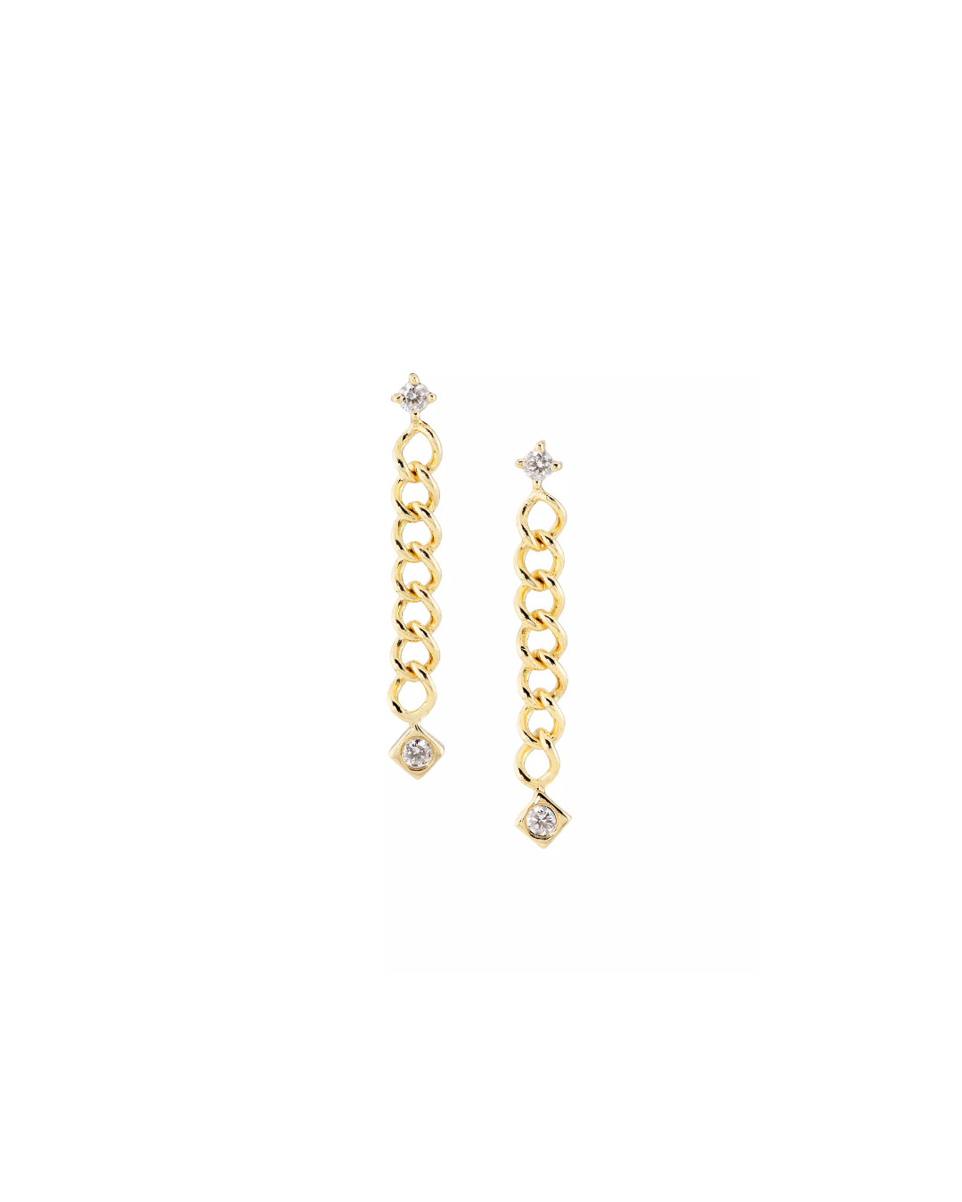 Double Diamond Chain Drop Earrings – Henri Noël
