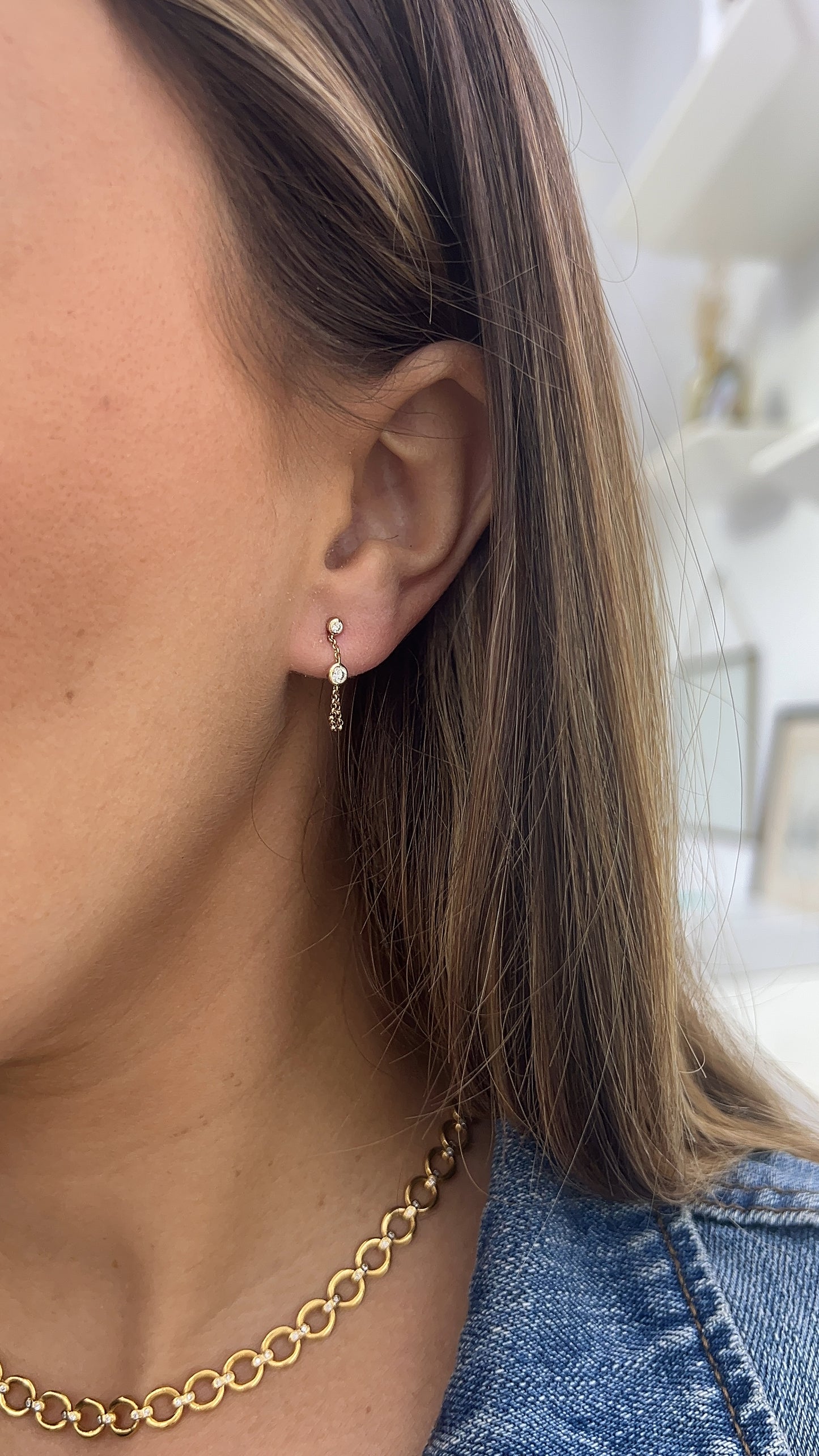 Double Diamond Chain Earrings – Henri Noël