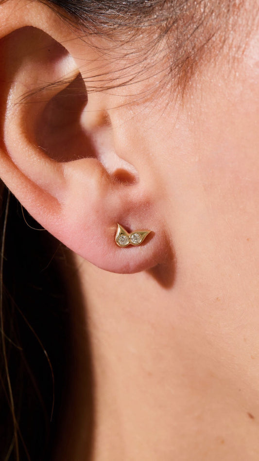 Double Diamond Tear Drop Studs – Henri Noël